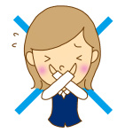 ✕のジェスチャーをしている若い女性