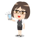 スマートフォンを持っている眼鏡をかけた若い女性