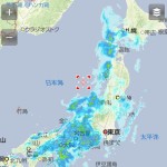 雨雲ズームレーダーの画面