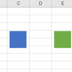 青い四角と緑の四角が描画されているExcel