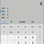Windowsの電卓アプリ(プログラマー)の画面