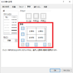 セルの書式設定画面の『罫線』タブ上の罫線設定部の位置を示した図